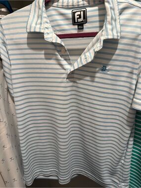 FootJoy Men’s Light Blue & White Striped Golf Polo